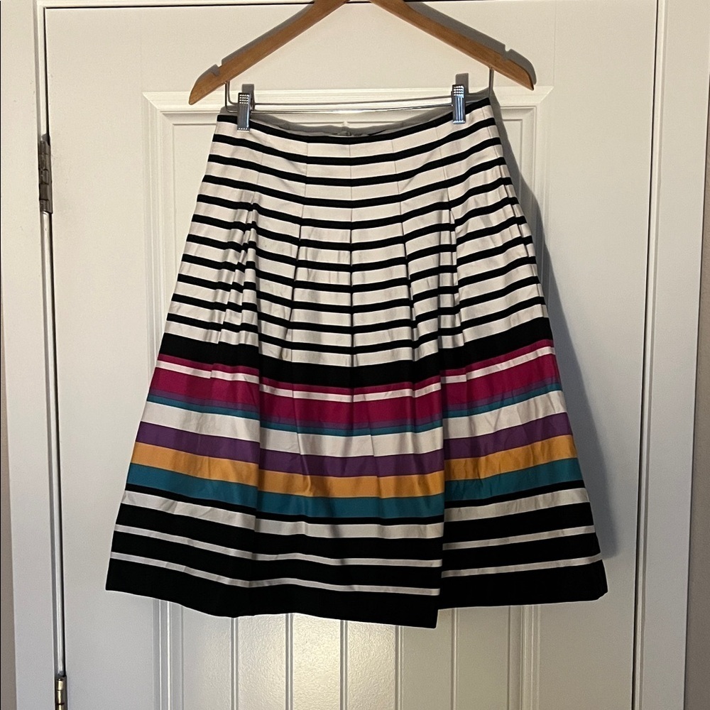 Banana Republic Striped A-Line Skirt in Black, White, and Multicolor